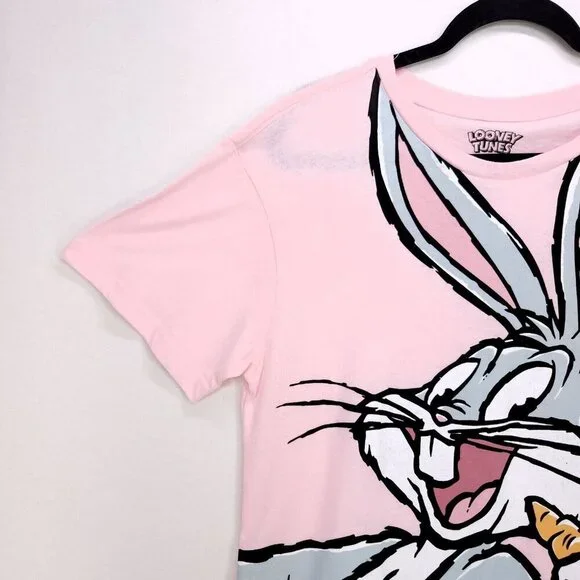 Bugs Bunny All Over Print T Shirt Large Looney Tunes Pink AOP - Picture 4 of 12